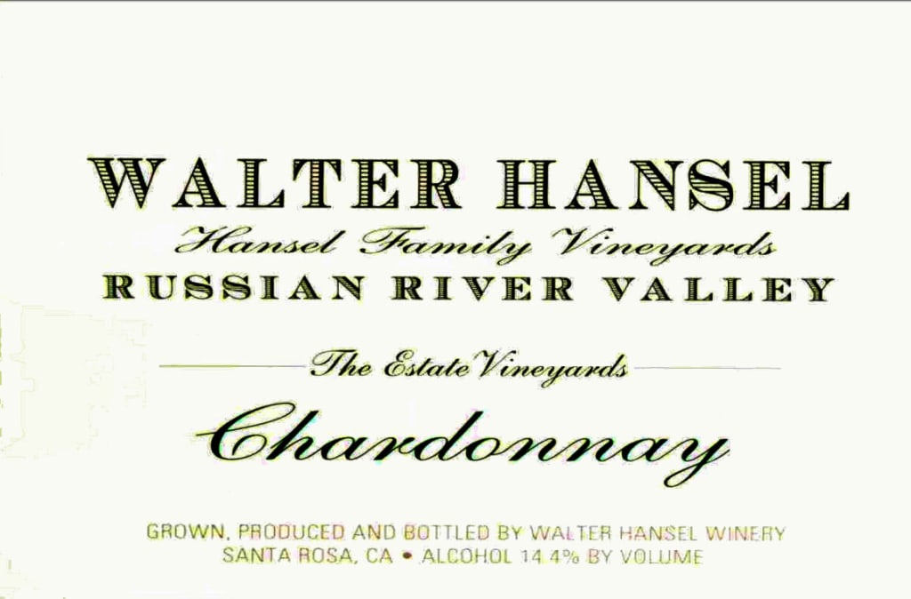 2018 Walter Hansel Chardonnay Estate Russian River